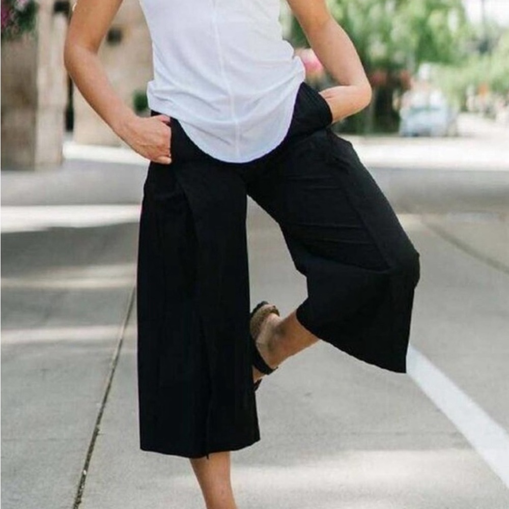 Zyia Large Black Work Flow Pants Wide Leg Gaucho 🖤